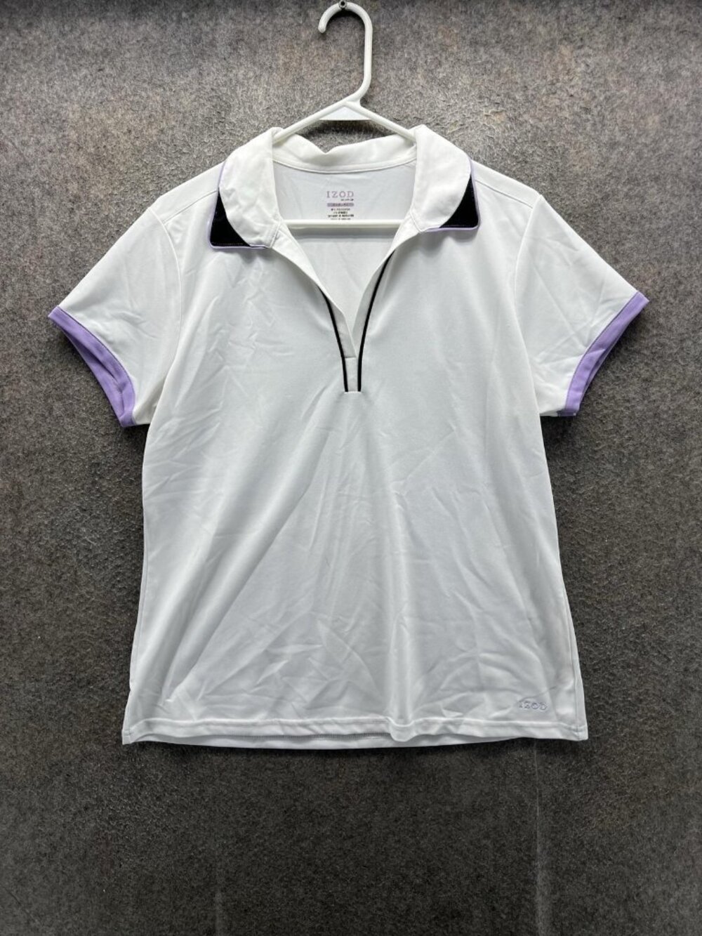 IZOD Polo Shirt Womens Large White 1/4 Zip Collared Golf Stretch Top Athletic
